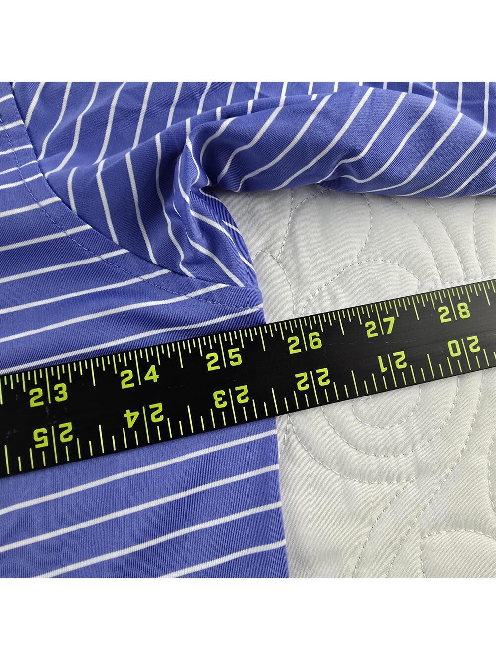 FootJoy Men's Striped Lisle Golf Polo Shirt in purple/white Size XL. - Picture 5 of 9